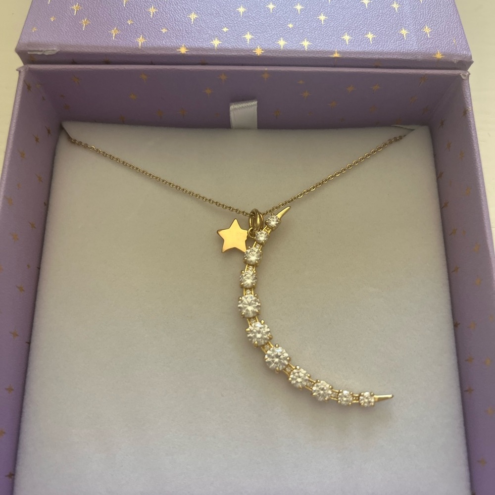 “What Dreams Are Made Of” necklace by Melinda Maria. Gold/diamondettes.